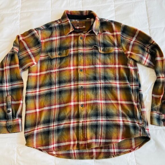 Orvis Check Flannel Shirt Classic Fit Long Sleeve Button Up Brown Plaid XL - Picture 1 of 4